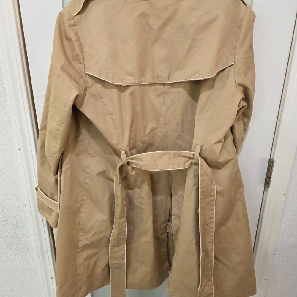 GAP Tan Trench Coat – Women’s Size L Classic Double Breasted Belted Jacket - Picture 10 of 12